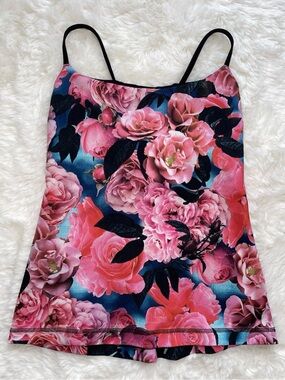 Lululemon dancing warrior tank top women’s 8 garden floral strappy lulu tank top